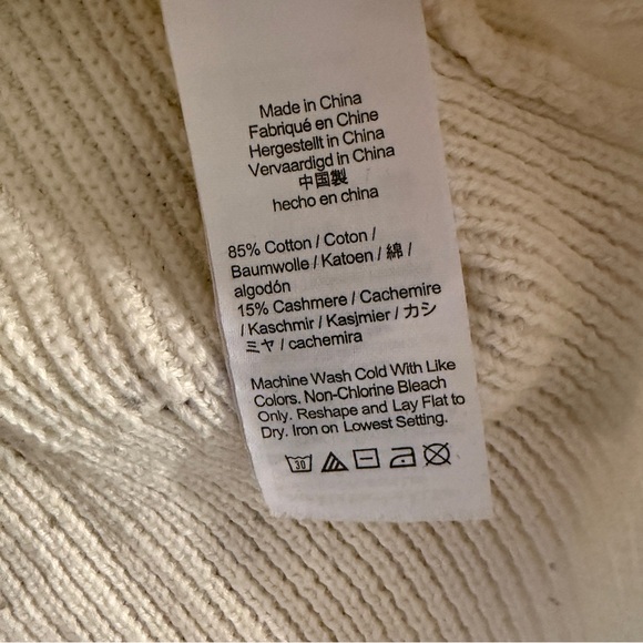 J. Crew Cotton Cashmere V Neck Oversized Cream Cardigan - Picture 6 of 9